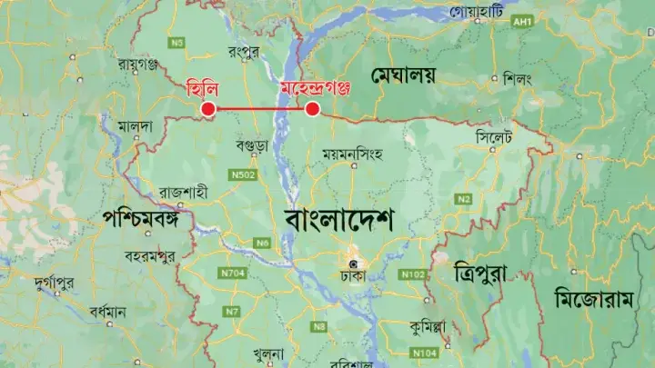 map of Bangladesh, west Bengal & seven Sisters